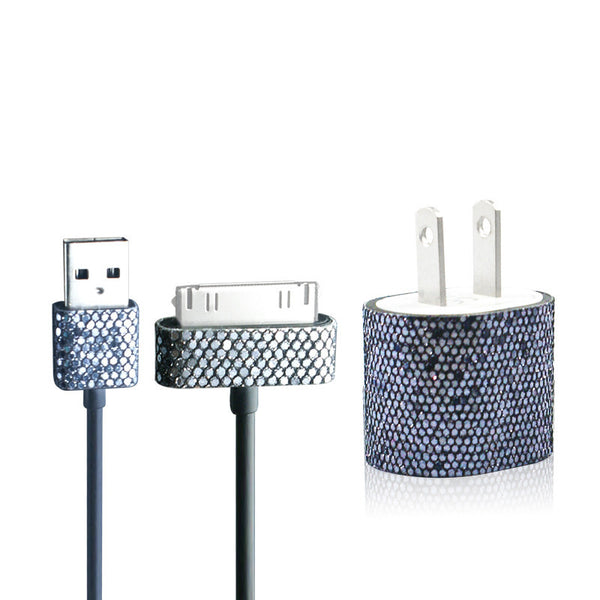 Black Glitter Bling iPhone 4 iPhone 4S Charger Set blingforme
