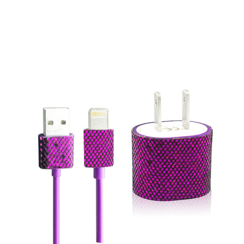 Purple Glitter Bling iPhone 5 iPhone 5S Charger Set