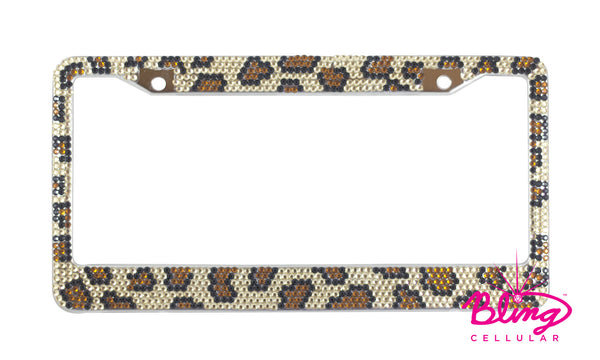 Leopard Bling Rhinestone License Plate Frame