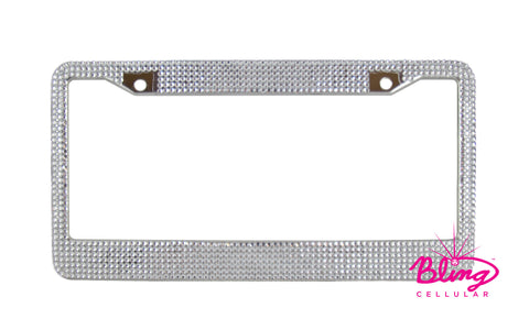 Silver Bling Rhinestone License Plate Frame