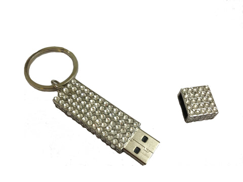 Silver Bling Rhinestone 4G Keychain USB Flash Drive