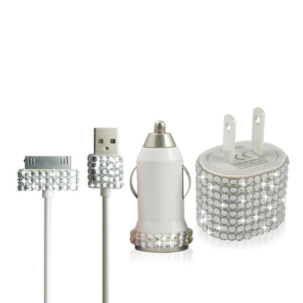 Copy of Pink iPhone 4 iPhone 4S Bling Rhinestone Travel Charger Kit